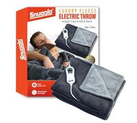 Electric Heated Blanket Throw Soft Cosy Large Fleece Over Blanket with Auto Off Timer 3 Heat Settings Detachable Controller & Machine Washable Dark Grey/Light Grey 160x120cm