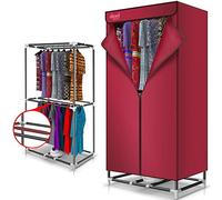 Electric Heated Clothes Airer Dryer Rack - 2 Layer, 180-Minute Timer, 1000W, Hot Air Fan, Soon Drying Pod Cabinet - Load 20KG