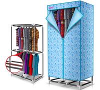 Electric Heated Clothes Airer Dryer Rack with Hot Air Fan - 2 Layer Drying Pod Cabinet, 180 Minute Timer, Load 20KG, 1000W