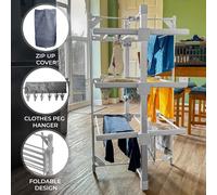 Electric Heated Clothes Airer With Cover 3 Tier Dryer Rack Indoor Foldable Horse
