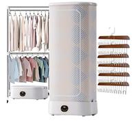Electric Heated Clothes Dryer 1000W Portable Steam Drying Machine, Automatic Ironing Machine, Electric Clothes Dryer, 360° Hot Air Circulation/240Min Intelligent Timer/Automatic Clothing Car