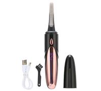 Electric Heated Eyelash Curler USB Rechargeable 4 Temperature Gears Fast Heating Long Lasting Curling Tool for Home Travel Beauty Essential ABS Material Black Compact Size