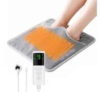 Electric Heated Foot Warmer,15.8"×15.8" Foot Warmer, Double-Sided Crystal Ultra-Soft Fabric | 9 Heat Settings & 4 Timer | Modes Machine Washable Electric Heating Pad for Feet, Back, Abdomen