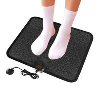 Electric Heated Foot Warmer - 230V Heated Floor Mat Under Desk with 7-Temp Settings & 12H Auto Shut-Off - Heating Pad with Foot Switch & Thermostat (Black-Gray)