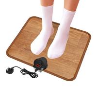 Electric Heated Foot Warmer - 230V Heated Floor Mat Under Desk with 7-Temp Settings & 12H Auto Shut-Off - Heating Pad with Foot Switch & Thermostat (Brown)