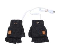 Electric Heated Gloves Fingerless Cozy Acrylic Fiber USB Hand Warming Gloves for Office Home School 1 Pair (Dark Gray)