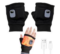 Electric Heated Gloves Rechargeable Heated Fingerless Gloves Half Fingers USB Heating Warm Glove Mittens Adjustable Heating Riding Gloves for Winter Cold Weather Thermal Fingerless Gloves