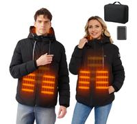 Heated Jackets with 10000mAH Battery Pack and Detachable Hood, 3 Heating Level Heated Hoodie for Men Women Heated Coat Outdoor Skiing (S) (UK, Alpha, XL, Regular, Regular, Black)