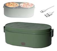 Electric Heated Lunch Box, Car Electric Heating Lunch Box, Heated Lunch Boxes for Adults, Portable Food Warmer Lunch Box with 2 Container Heated Lunch Box, for Car Office Travel School Use