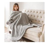 Electric Heated Over Blanket, Large 160x130cm, Lounge Sofa Bed Use Detachable Controller 9 Heat Settings, Machine Washable, Heated Teddy Sherpa Throw