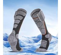 Electric Heated Socks for Men Women with 5V 2200mah Battery Foot Warmer with 3 Levels Heat Settings 360° Toe Heating Electric Socks Suitable for Outdoor Skiing, Winter Camping, Hiking (B)
