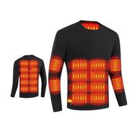 Electric Heated Thermal Tops for Men USB Charging Heated Body Warmer with 22 Heat Zones Long Sleeve Heating Sweatshirt Winter Base Layer Washable Heating Underwear Round Neck Casual Tops