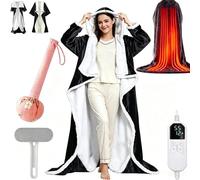 Electric Heated Wearable Blanket - Flannel,USB Heated Blanket, 6 Heating Levels & Timer, Wearable with Built-in Foot Pockets & Sleeves,Heating Wrap Poncho Shawl for Family, Friends
