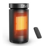 Electric Heater, 1500W Energy Efficient Fan Heater with Thermostat, 70° Oscillating Remote Control, Silent Ceramic Fan, 3 Modes 12H Timer, Tip-over & Overheat Protection for Bedroom