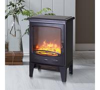 Electric Heater Freestanding Fireplace Artificial Flame Effect w/ Safety Thermostat 950w/1850W Tempered Glass Casing-Black