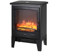 Electric Heater Freestanding Fireplace Artificial Flame Tempered Glass Casing