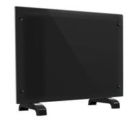 Electric Heater Glass Panel Radiator - Ultra Slim (11cm) - 1.5Kw - Adjustable Thermostat - Wall Mountable or Free Standing - Wall Bracket Included, Black