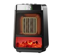 Electric Heater, Portable Space Heater with 3D Imitation Flame Effect, 1-2-4-8H 4 Gears Timer Settings & 2 Wind Settings & Overheat Protection, Electric PTC Ceramic Heater, for Bedroom Home Office