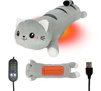 Electric Heating Pad - Cute Cat USB for Period Cramps & Back Pain Relief, Portable 19.6in Plush Stuffed Animal Hot Compress with 5 Temperature Settings (B)