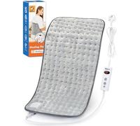Electric Heating Pad for Back Neck Shoulders, Heat Pad with Auto Shut Off in 90 min,10 Heat Level Settings, Fast Heated Pad 100% Soft Comfortable Polyester, Machine Washable (30x60cm) Grey