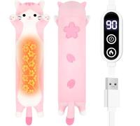 Electric Heating Pad for Period Pain Relief Heating Pad for Cramps Relief Cuddly Soft Sakura Cat Plush Portable Electric Heat Pad for Neck Shoulder Back Heated Pad for Unisex Heat Pad (Pink)