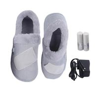 Electric Heating Shoes For Men & Women, 2600mah Rechargeable Battery Feet Warmers Battery for 5 Hours, Lightweight House Slippers Plush Heated Shoes Best Gift for Cold Winter ( Color : Grey , Size : 4