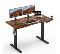 Electric Height Adjustable Standing Desk - Ergonomic 120x60 cm with 3 Memory Height Functions, Vintage Brown Top & Black Frame - Perfect for Home Office Use