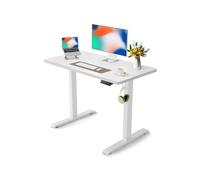Electric Height Adjustable Standing Desk Ergonomic Sit Stand Desk with Quiet Motor for Home Office Smooth Rise & Fall Mechanism Lumbar & Cervical Support 120x60cm Size (White)