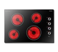 Electric Hob 4 Burner, 77CM Electric Ceramic Hob 6700W, Built in Hob with Knob, Dual Ring Zone, 220-240V Hard Wire