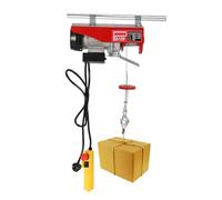 Electric Hoist 220V 480W Mini Portable Winch with Wired Remote & Emergency Stop, 100KG Electric Pulley Crane 12M Lift Height Scaffold Hoist Winch Workshop Garage Cable Lift for Garage Attic Workshop