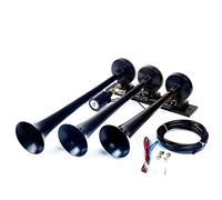 Electric horn electronically controlled air horn air horn solenoid valve car horn waterproof whistle three tube black for any 12V vehicle truck Lorrys Boats Car Vans Trains