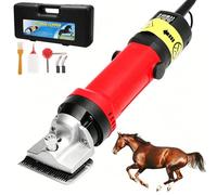 Electric Horse Clipper, 690W Livestock Shears with 6-Speed Adjust & Adjust Blade Tension, No-Load Speed 2400R/min Slice Diameter 77mm Professional Equine Trimmer for Horse Sheep Cattle Red