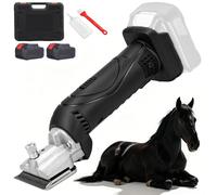 Electric Horse Clippers 500W, 21V Cordless Livestock Shears with 2 Batteries & 6-Speed Adjust, Carbon Steel Blades 2500R/min Electric Hair Equine Trimmer for Horse Sheep Cattle Black 2 Batteries