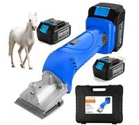 Electric Horse Clippers, 500W Cordless Equine Shears with 2 Batteries, 6-Speed Adjustable, 2500r/min Trimmer for Horses Ponies Livestock Grooming