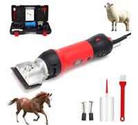 Electric Horse Clippers with 6 Speeds Adjustable 690W Low Vibration Equine Shears Professional Hair Grooming Trimmer Lightweight for Pet & Livestock Coats red