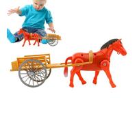 Electric Horse Toy - 11in Retro Drawn Cart Pattern, Battery Operated Walking Action, Classic Carriage Design Vintage Aesthetic Motion Realistic Galloping | Sound for Home School Daycare Center