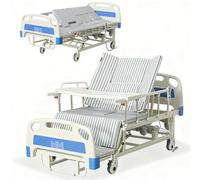 Electric Hospital Bed - 5 in 1 Function with 3 Motors, Anti-Sideslip Design, Retractable Guardrails, Waterproof Dual-Layer Mattress & Air Mattress for Elderly and Disabled