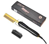 Electric Hot Comb Hair Straightener, Straightening Hot Comb for Wigs Afro Hair Beard, Portable Ceramic Beard Straightener Brush Anti-Scald Pressing Combs