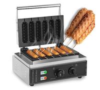 Electric Hot Dog Waffle Maker with Nonstick Surface, 1550W Power, Adjustable Temperature 50-300°C, 5-Minute Timer, Includes 5 Press Plates for French Muffins and Cheese Sticks