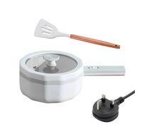 Electric Hot Pot, 1.5L Multi-Functional Cooker, Portable Electric Pan, Electric Rapid Cooking Skillet with Dual Power Control for Steak Egg Fried Rice Oatmeal Soup Ramen Pasta Noodles Porridge (White)