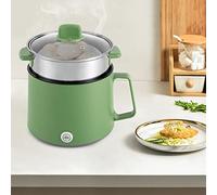 Electric Hot Pot, 1.7L Green Mini Electric Cooker with Nonstick Coating, Portable Multi-Function Travel Cooker,A Dual Power Setting,for Steam, Boil, Roast