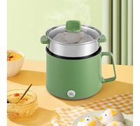 Electric Hot Pot 1.7L Mini Electric Cooker Noodles Pot with Steamer,for Soup Porridge Stew Dumplings Eggs,Dual Power 300W & 600W (Green)