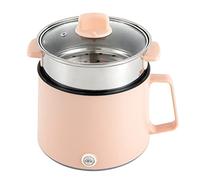 Electric Hot Pot 1.7L Non-Stick Cooking Dual Temperature Control Portable Multifunctional Mini Electric Steamer Noodles Cooker Stainless Steel Steamer Electric Camping Cooker (Pink)