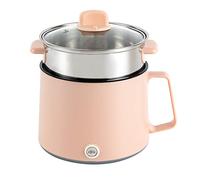 Electric Hot Pot,1.7l Portable Mini Electric Steamer Noodles Cooker Hot Pot Non-Stick Cooking,with Stainless Steel Steamer,for Cooking Noodles, Soup, Porridge (Pink)