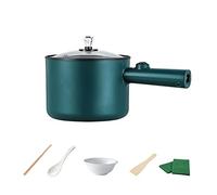 Electric Hot Pot, 1,8L Mini Non-Stick Electric Pan, Portable Mini Electric Skillet with Lid, Spatula and Multi Cooker, Multifunction Cooking Pot with Steamer for Travel/Dorm (Green)