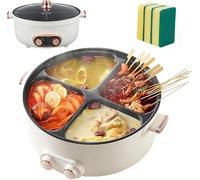 Electric Hot Pot 6L, 4-Compartment Non-Stick Cooker with Independent Temperature Control, Multifunctional Large Capacity for Family Meals & Gatherings