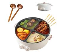 Electric Hot Pot, 6L Large Capacity Multifunctional Cooker with Divider, Stainless Steel Non-Stick Stew Pot for Family Gatherings