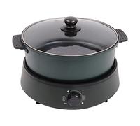 Electric Hot Pot Cooker 1350W Portable Electric Pan Non-Stick 220V, Shabu Shabu Hot Pot 4L Multi-Function Electric Cooker with Lid for Families, Kitchens, Travel, and Other Places (Green)