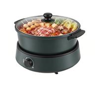 Electric Hot Pot Cooker 4L 1350W, Multi Cooker with Glass Lid & UK Plug | Adjustable heat control; cooks soup, stir-fries and fondue; suitable for 1-5 people; easy tabletop serving
