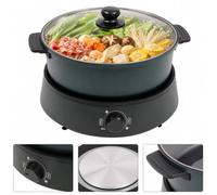 Electric Hot Pot Cooker 4L, 1350W Nonstick Removable Pot, Glass Lid,Green | UK plug, adjustable 180-280°C heat dial and built-in overheat protection for safe tabletop cooking